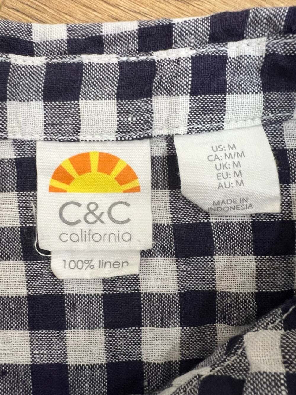 C&C California Women's Linen Short Sleeve Button Down Gingham Shirt Size M - Picture 8 of 10